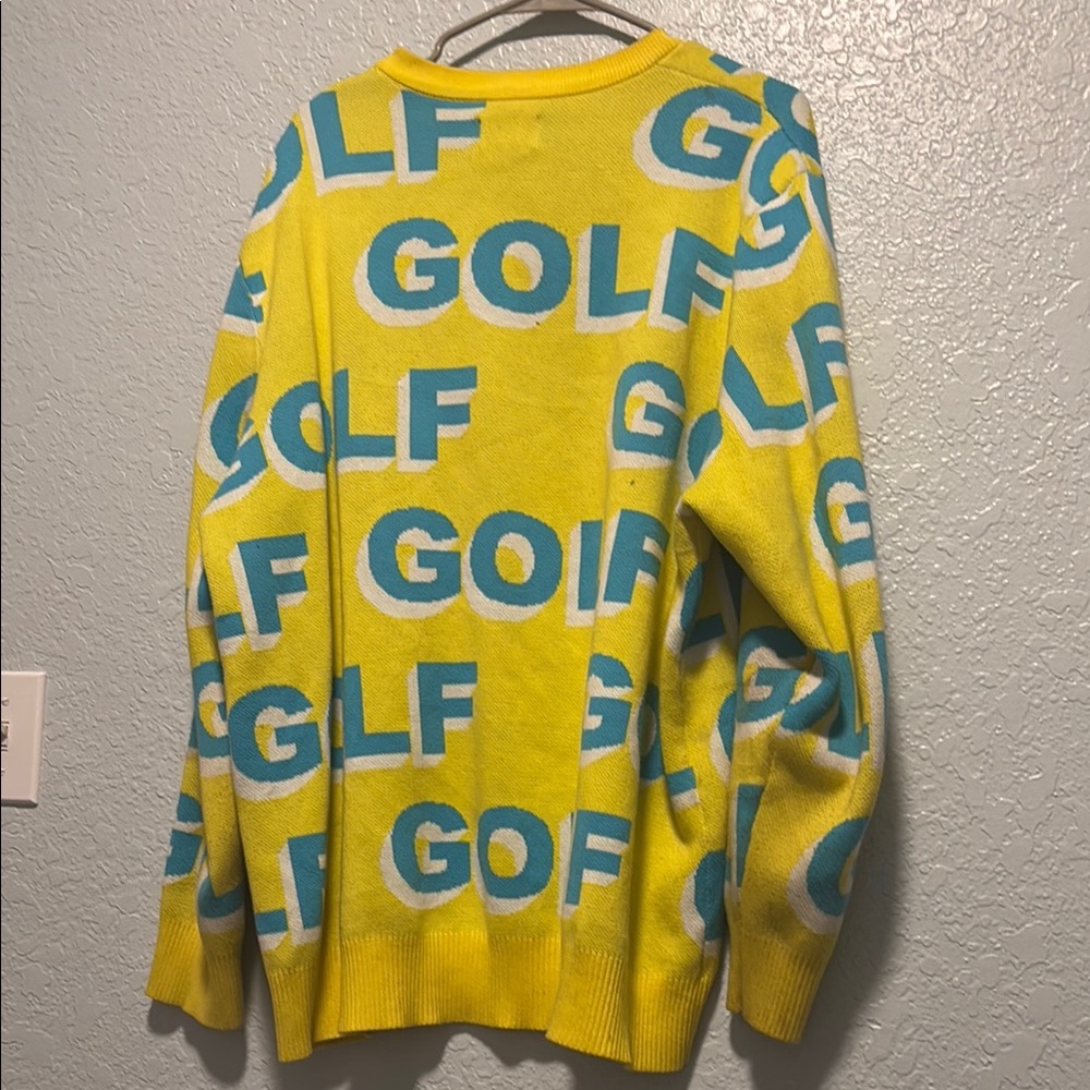 Golf Wang Yellow and Blue Crewneck Sweater Bold Text Design - Picture 3 of 4